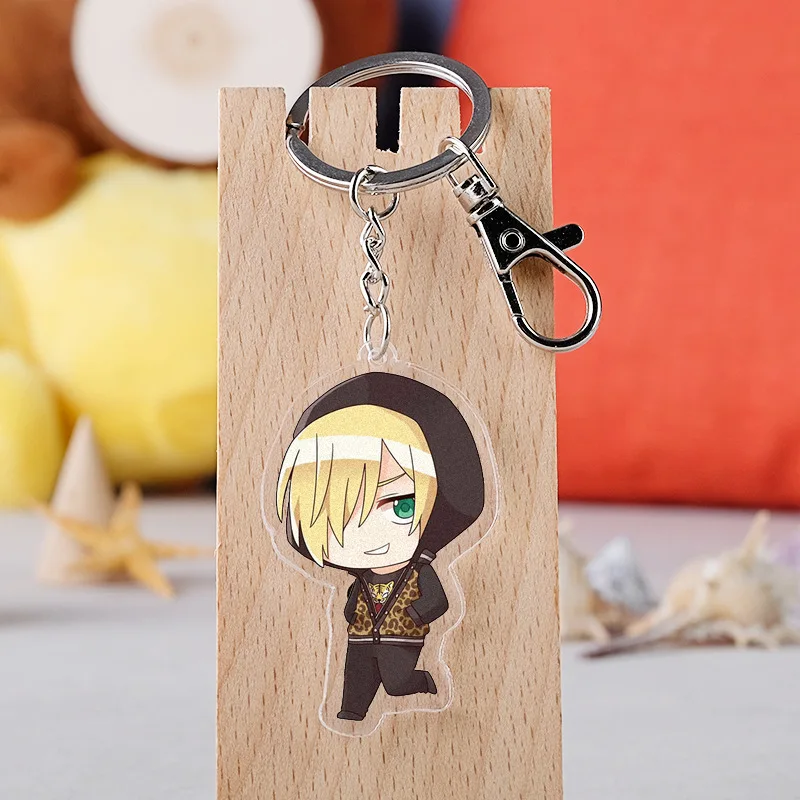 

YURI!!! on ICE Pendants Keychain Anime Cartoon Figure Yuri Katsuki Victor Nikiforov Yuri Plisetsky Car Key Chains Holder Keyring