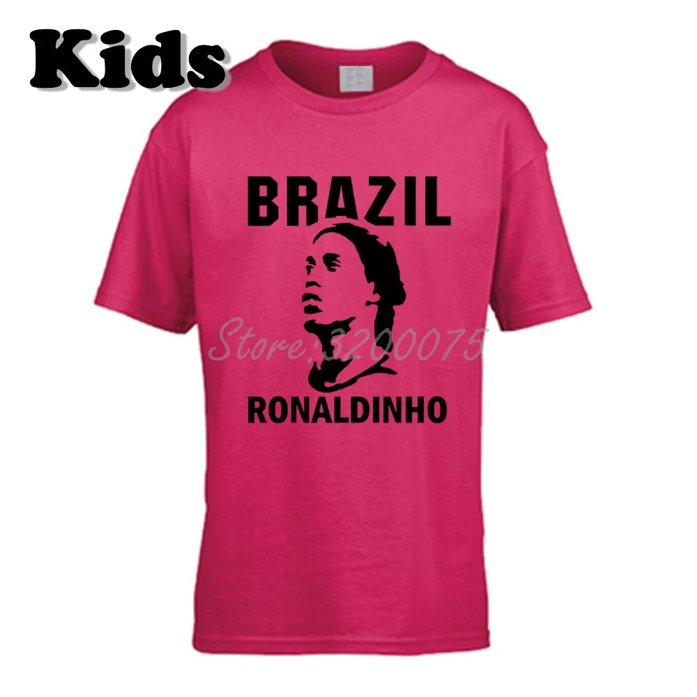 26 Детская футболка Ronaldo De Assis Moreira Ronaldinho 10, Бразильская Легенда Футболка с круглым вырезом для мальчиков и девочек W19032911 - Цвет: 26
