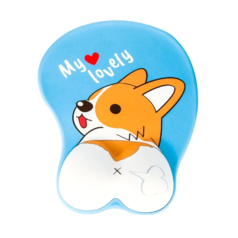 Коврик для мыши с поддержкой запястья эргономичный 3D коврик Аниме корги собака