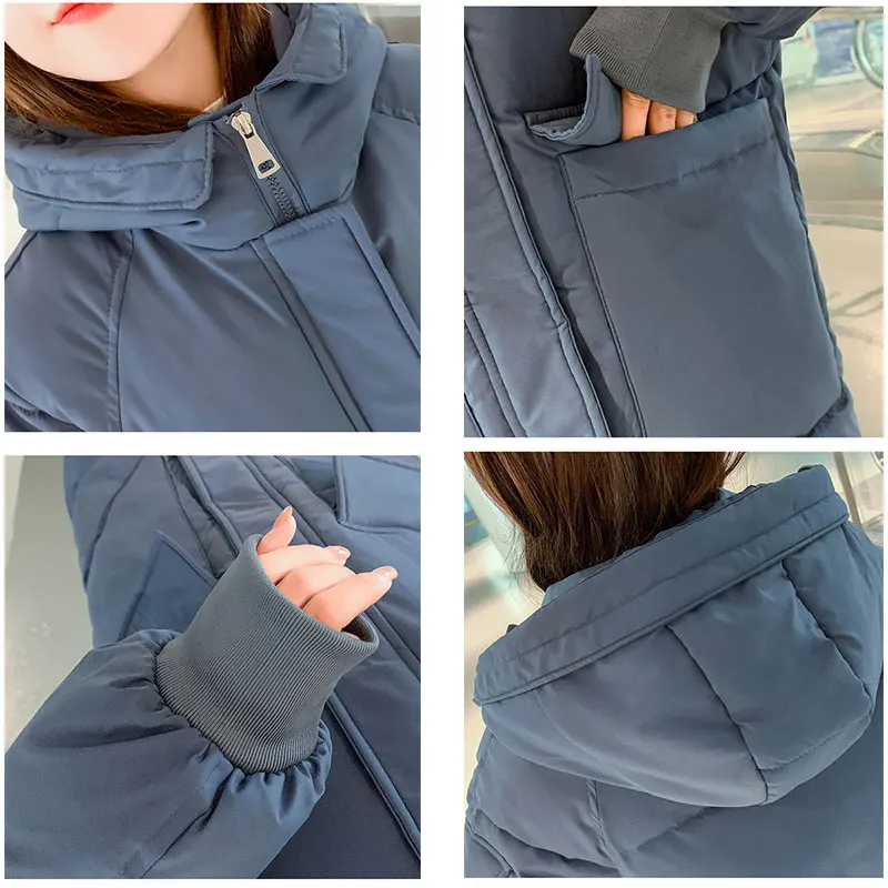 

2020 Winter Down Jacket Women Mid-Long Solid Casual Hooded Female Outerwear Tops Fashion Joker Womens Down Coats Mujer