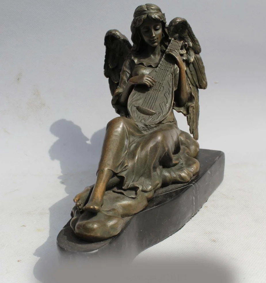 7 &quotскульптура Западное искусство бронза Мрамор Для женщин колокол Angel игры Пипа