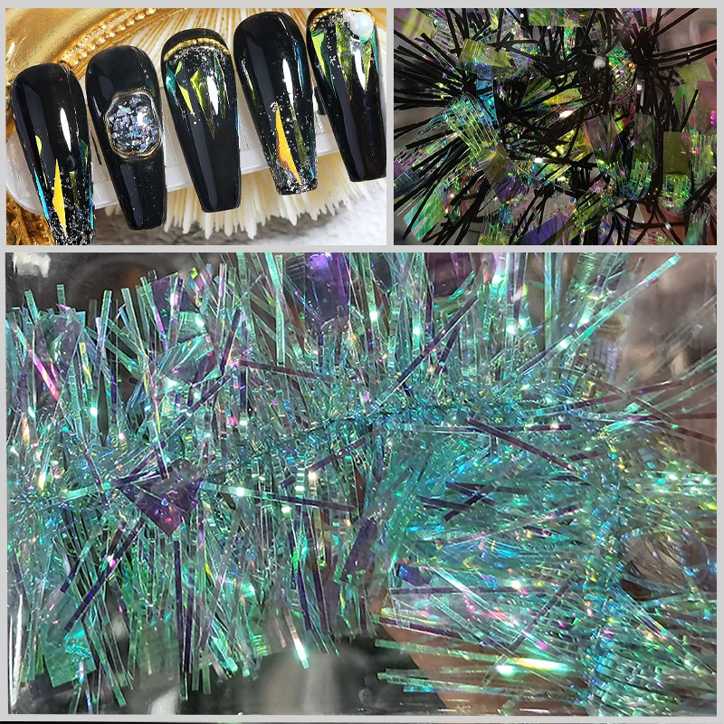 

Colorful Laser Cellophane Nail Art Aurora Sticker Irregular Broken Glass Nails Sheet Colorful Paper Laser Mirror