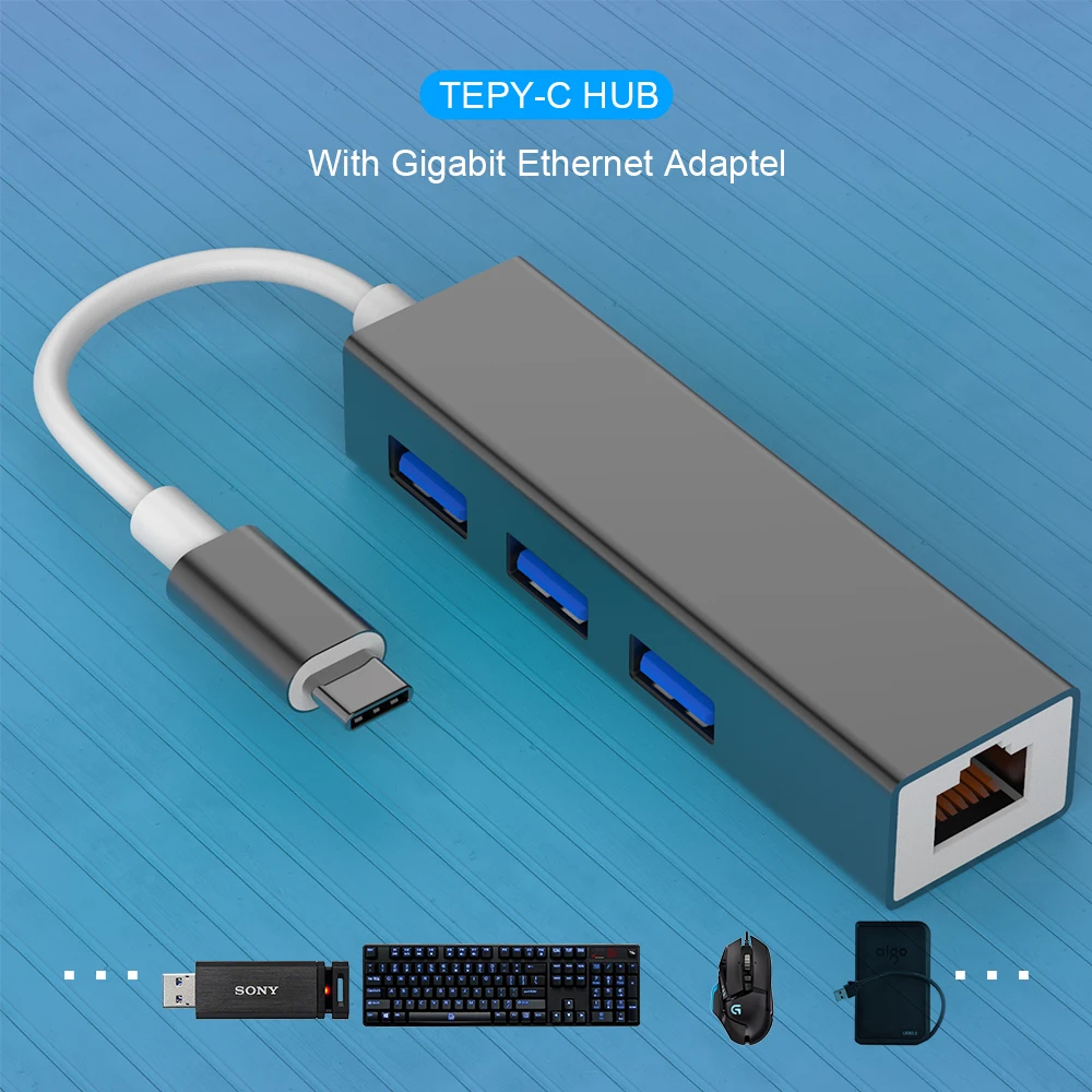 USB 3,0 концентратор USB3.1 type c для RJ45 Ethernet Lan концентратор адаптер Сетевая карта USB док-разветвитель для Macbook Windows surface 6 Pro