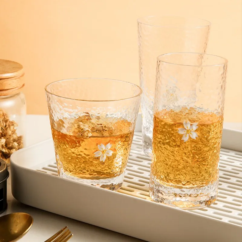 

Cherry Blossom Heat-Resistant Drinking Glass Cups Coffee Milk Tea Cup Water Glasses For Drinking Creative Gift Drinkware