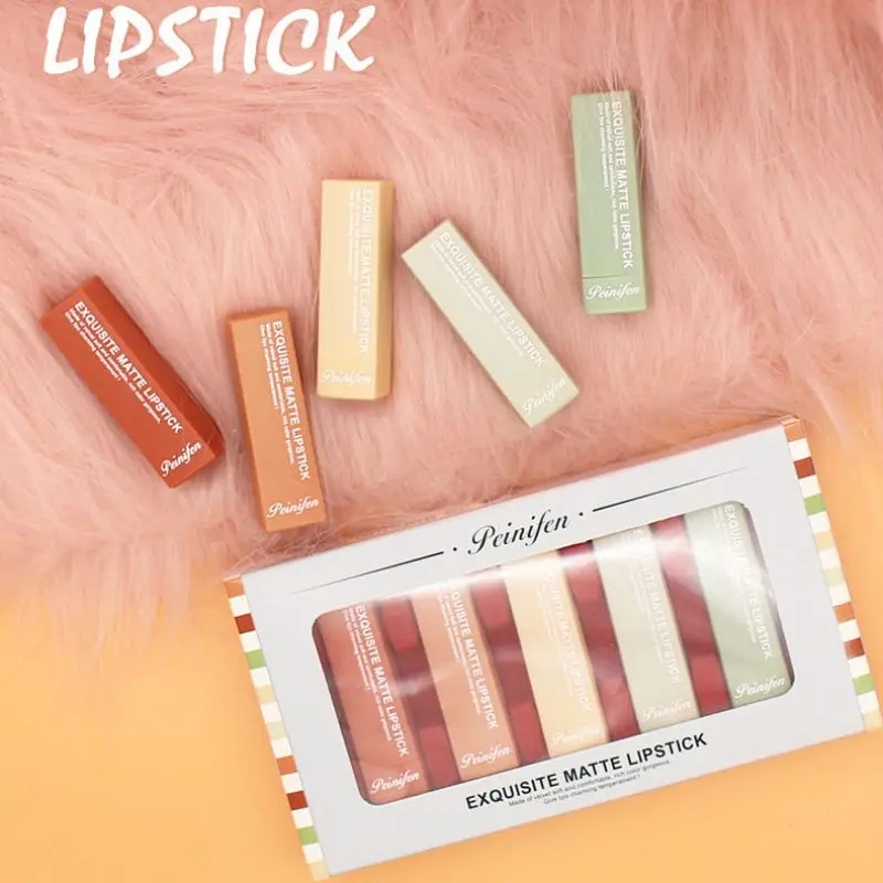 Набор матовых помад 5 цветов простой в окрашивании набор шелковистых увлажняющих
