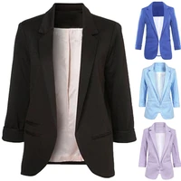 women basic blazer notched collar solid beading pearl candy colors for office female retro casual outwear chic lady solid color