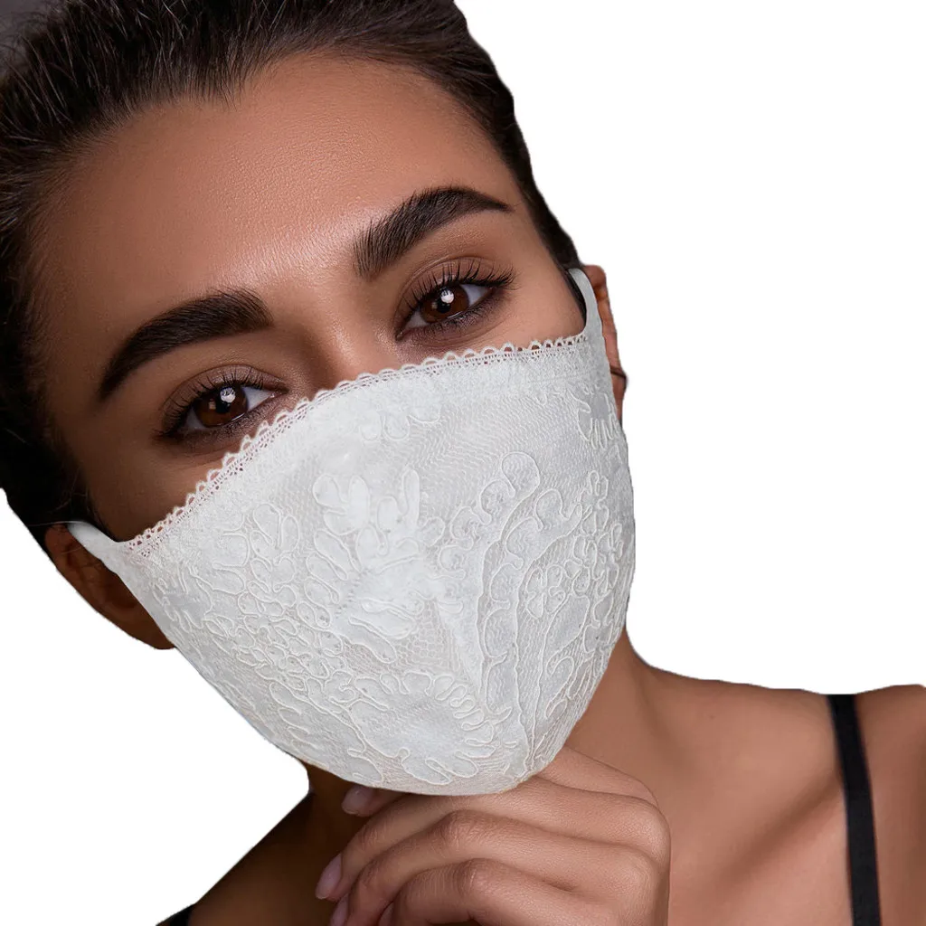Мода для взрослых из изысканного кружева цветы Моющиеся Многоразовые маска лица