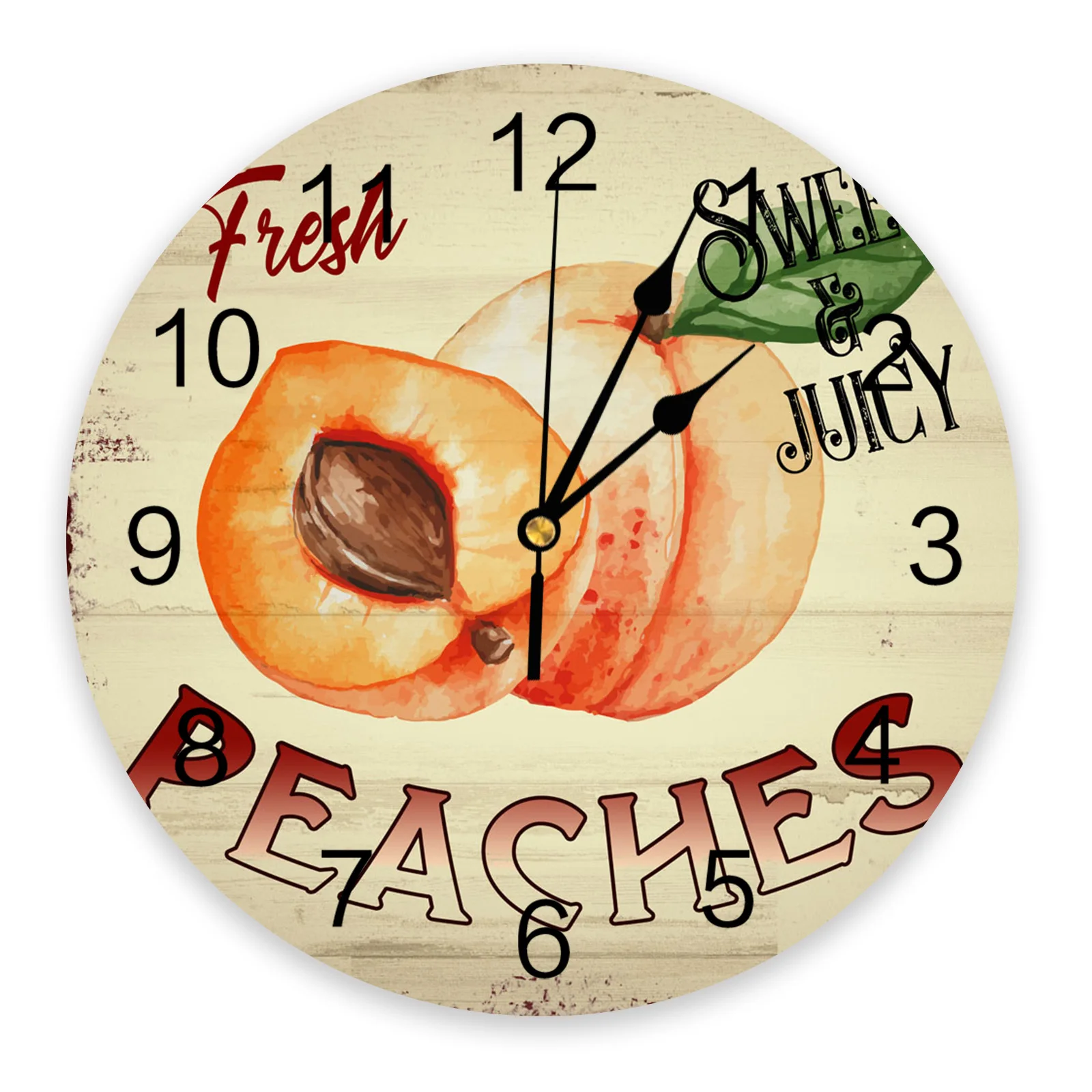 

Peach Wood Grain Retro Wall Clock Home Decor Bedroom Silent Oclock Watch Wall Digital Clock Wall Clock Modern Design