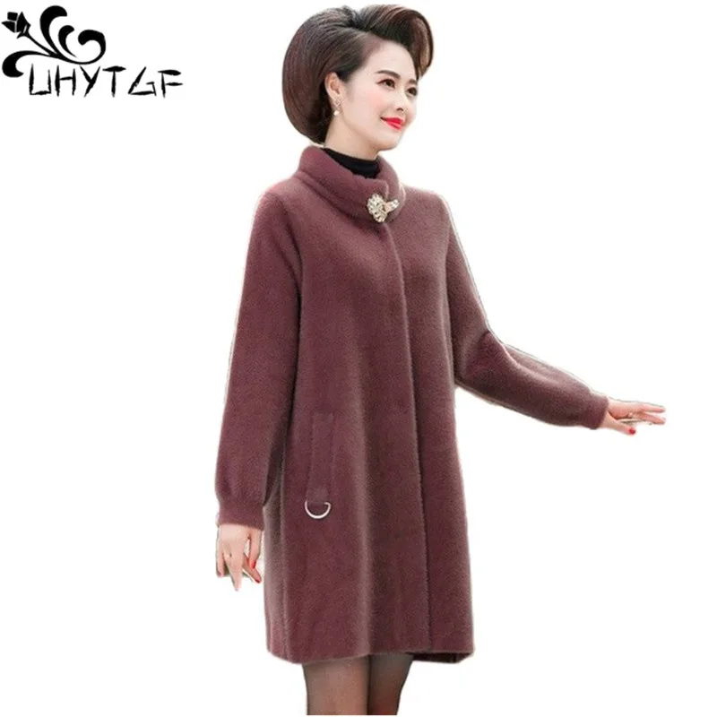 Женская длинная куртка UHYTGF Повседневная теплая из искусственной норки и бархата