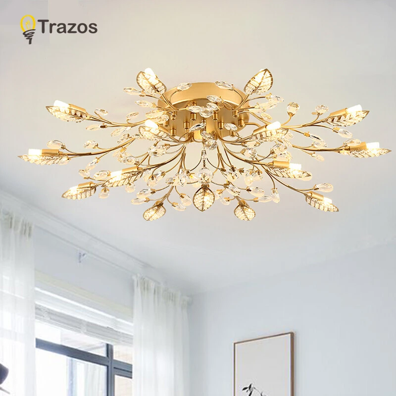 TRAZOS товар фантазийный потолочный светильник светодиодный хрустальный потолочный светильник современные лампы для гостиной светильник s, AC110-240V DIY хрустальный светильник ing