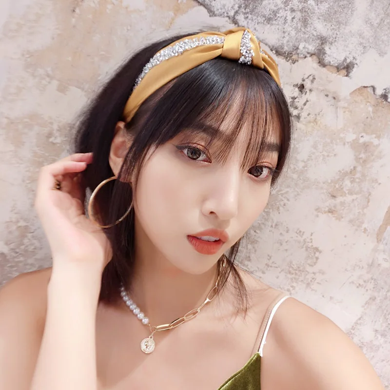 Q шик ободок Женская повязка на голову модная Топ крест узел широкая лента для