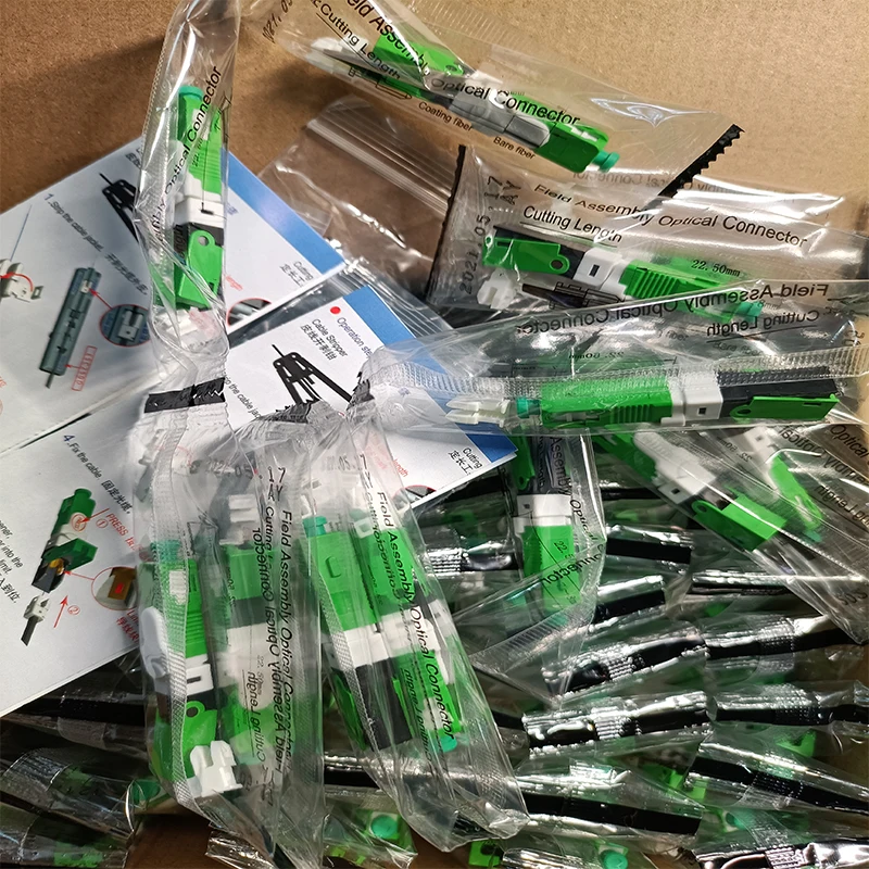 Export to Brazil Europe SC APC Optical Fiber Connector Green APC Rubber-covered Wire Fiber Optic Quick Connector 100PCS/LOT