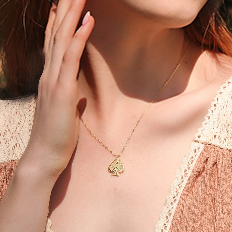 Ожерелье женское из серебра 100% пробы с подвеской в виде покерных карт | Украшения