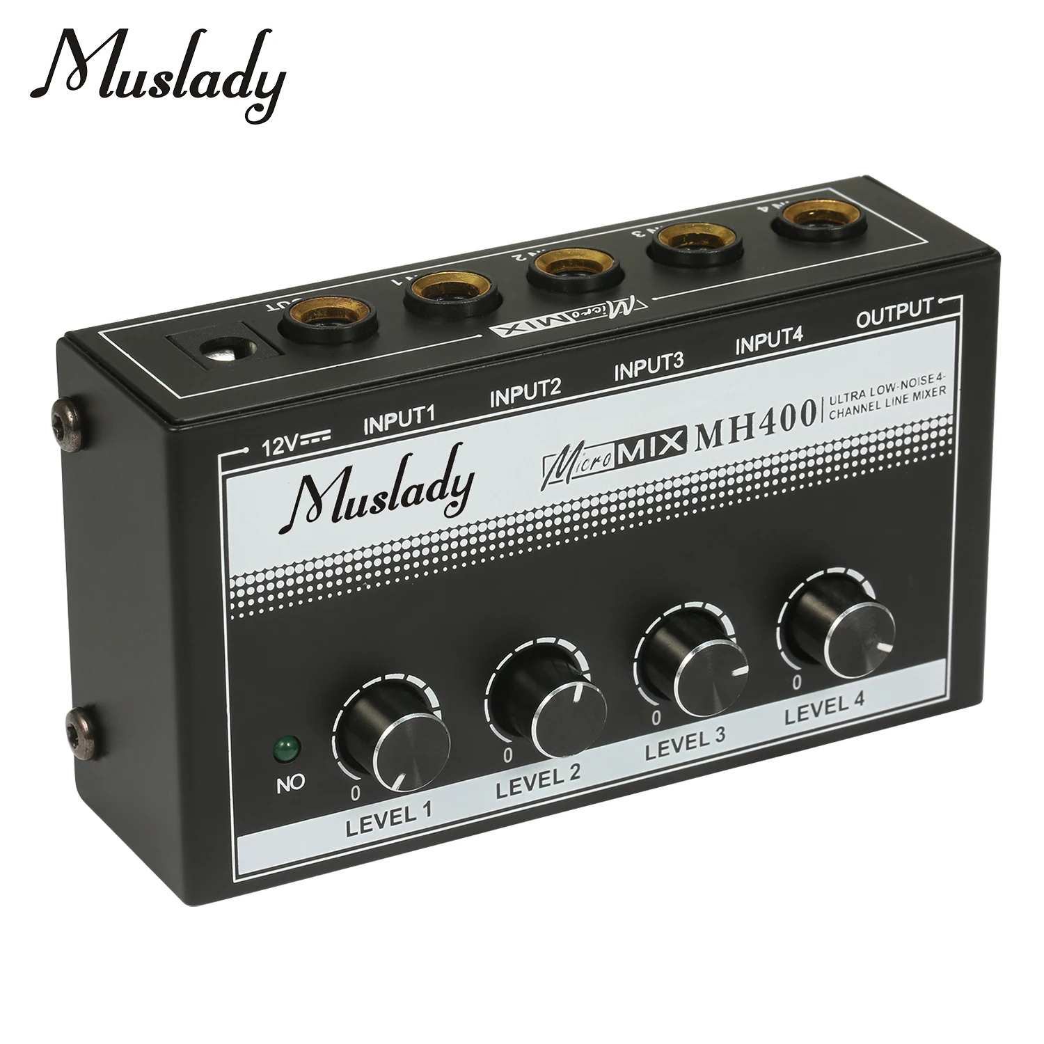 

Muslady MH400 Ультра низкий уровень шума 4-канальный линейный миксер мини аудио Миксер с регулятором громкости для гитар бас клавиатуры