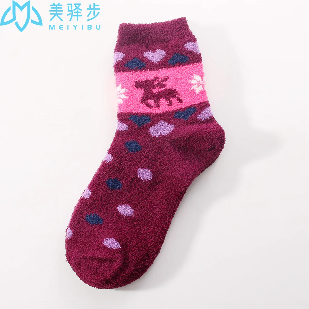 12 Pairs Per Set Winter New Thickened Coral Velvet Female Socks Elk Christmas Socks Warm Lovely Socks for Christmas