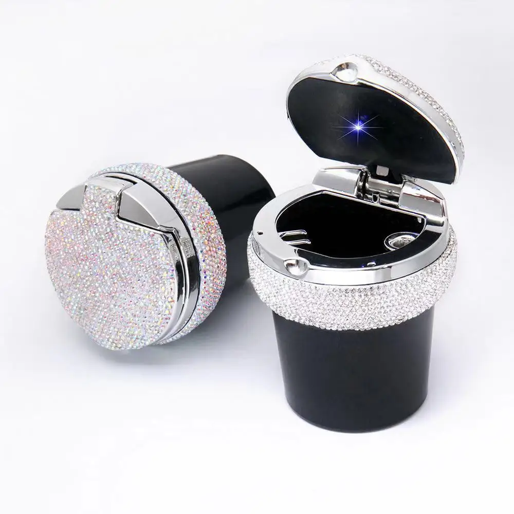 Пепельница со стразами и крышкой маленькая мусорная пепельница двойного