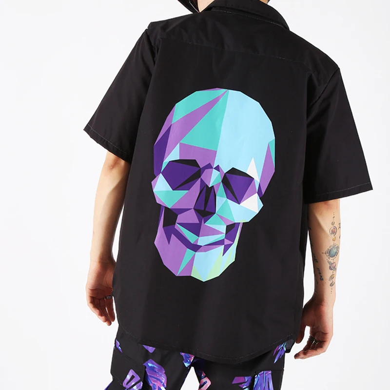 

Мужская футболка с принтом черепа, светящиеся в темноте, для подростков с коротким рукавом в стиле хип-хоп Свободный Топ, одежда для мальчик...