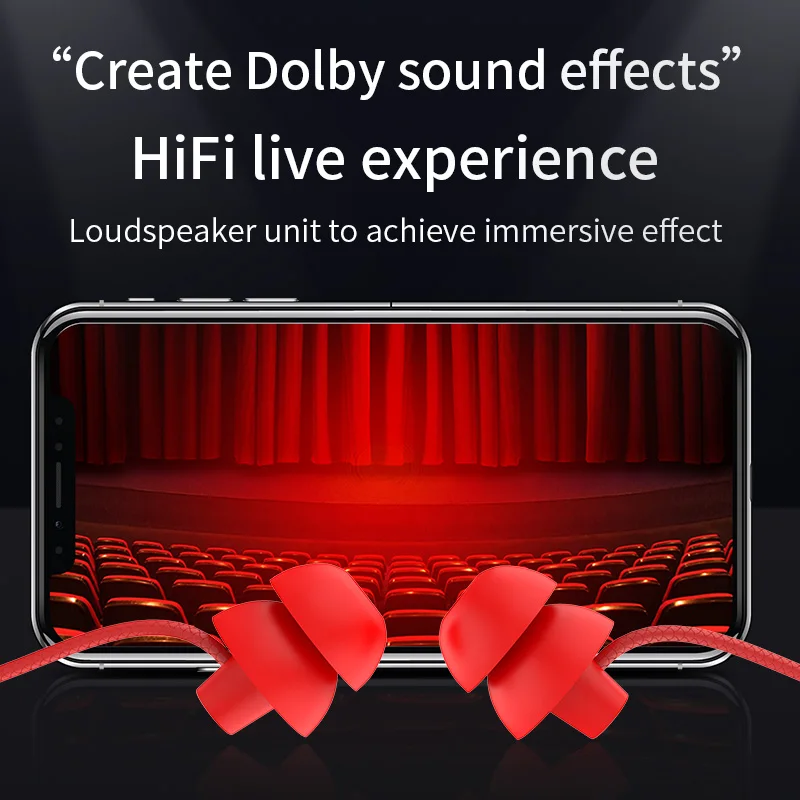 Сабвуфер In-ear сна затычки для ушей наушники проводные музыкальные с микрофоном