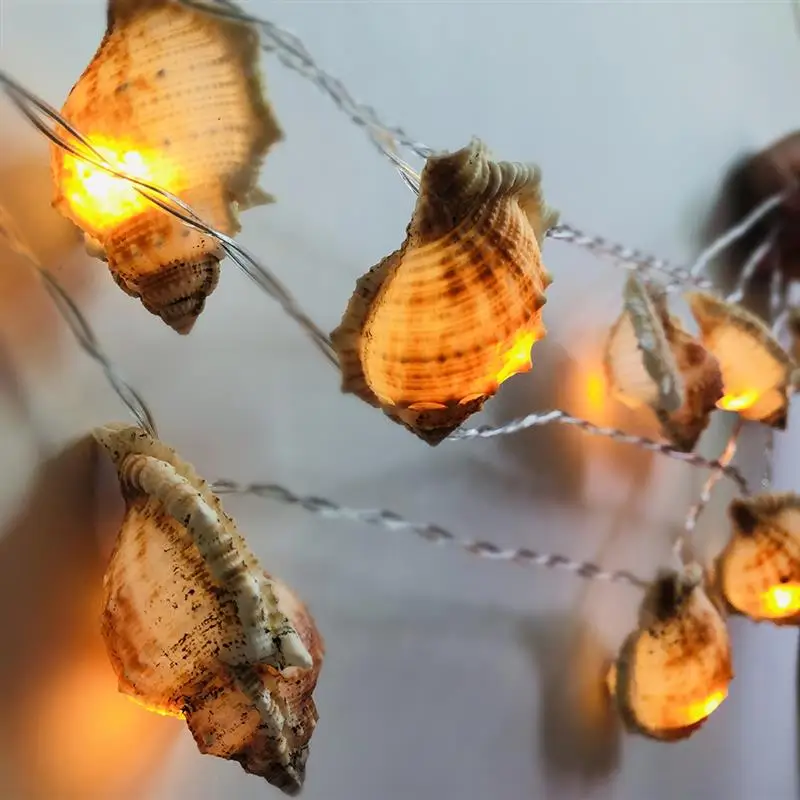 1.65m 10LED Conch String Lights Sea Shell LED Fairy Lamp Battery Operated Christmas Wedding Holiday Decor Lighting | Лампы и освещение