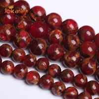 red cloisonne beads stone round loose beads for jewelry making needlework diy bracelet necklace accessories 4 6 8 10 12mm