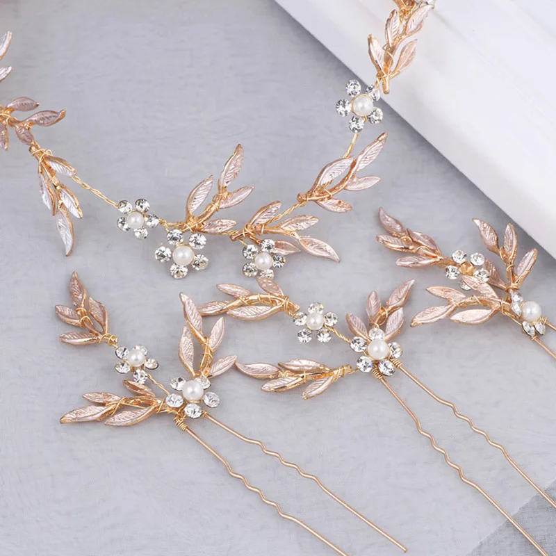 Свадебный набор из листьев лозы и шпильки для волос аксессуары головной убор