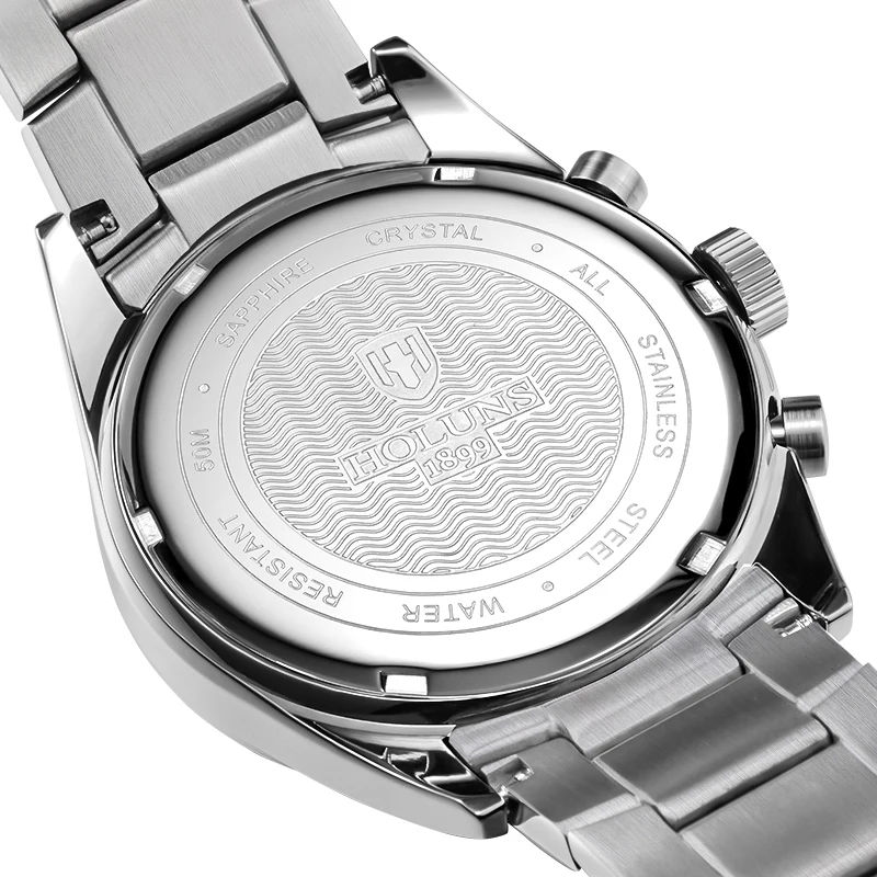 HOLUNS Mens Watches Waterproof Quartz Wristwatch Multifunctional Movement Stainless Steel Gifts For Man Sport Business Colorful | Наручные