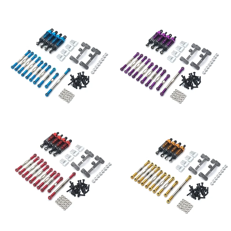 

For WPL C14 C24 C24-1 1/16 RC Car Steering Link Rod Pull Rod Mount Seat Shock Absorber Set Upgrade Accessories