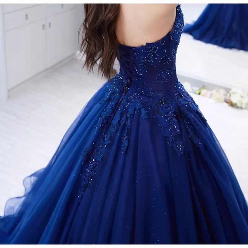 Vestido De Fiesta Винтаж синее кружевное платье без рукавов, платья для выпускного вечера аппликация Бисер милое под заказ вечернее платье