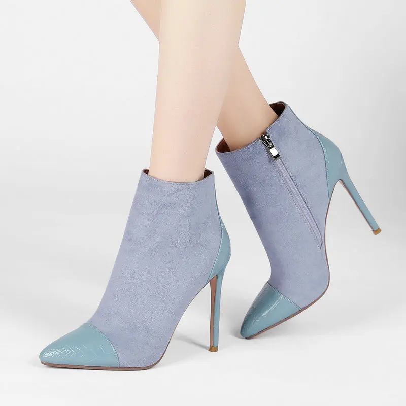 

Женские замшевые ботильоны на молнии, с острым носком, размеры 34-43