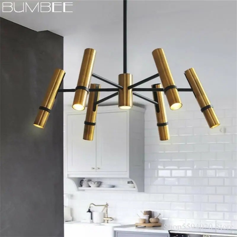 Скандинавские дизайнерские люстры золотые паровые трубки для гостиной спальни