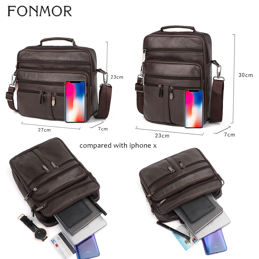 Сумка мессенджер Fonmor мужская из натуральной кожи модный саквояж кросс боди с