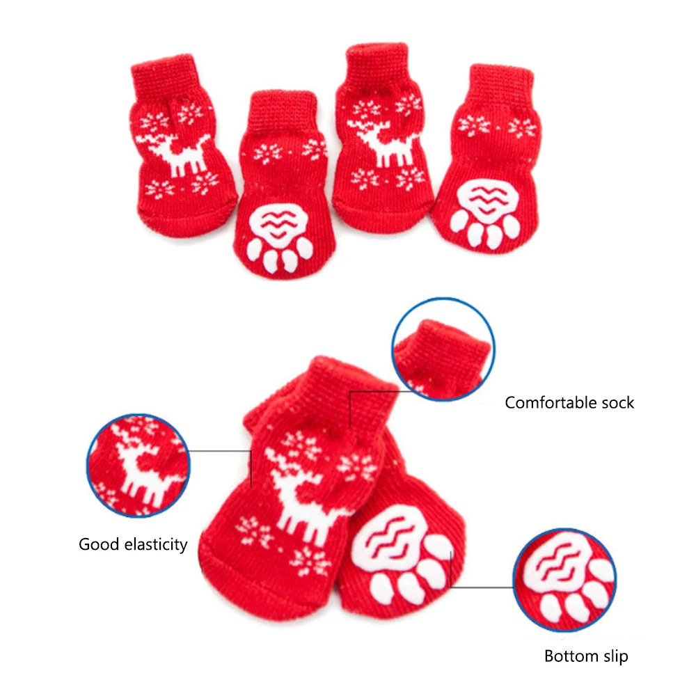 Рождественские носки для собак на Хэллоуин домашних животных и Нескользящие