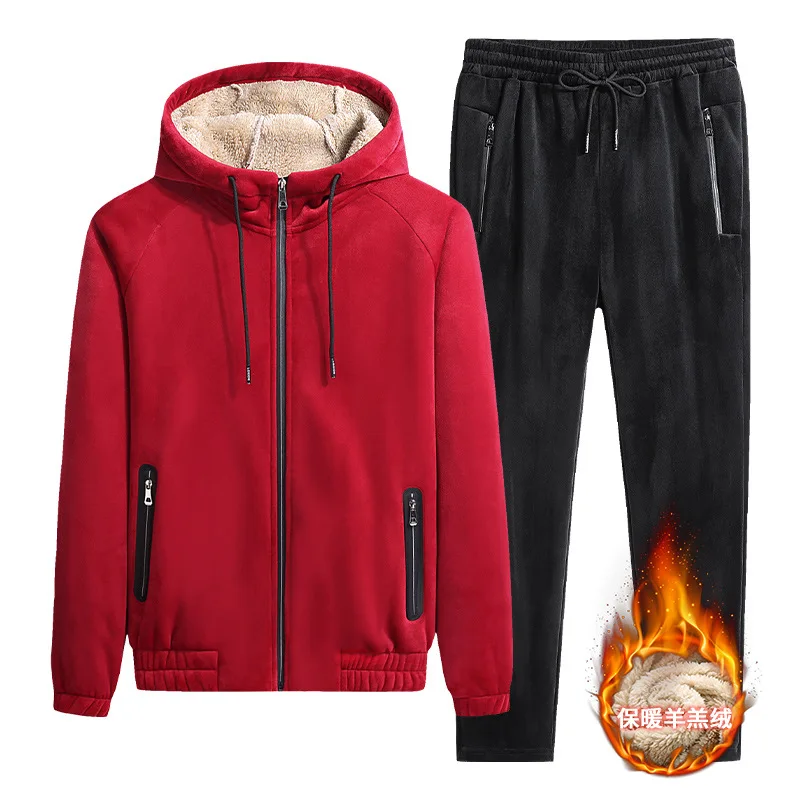 Зимний брендовый кашемировый спортивный костюм из ягненка мужская толстовка с