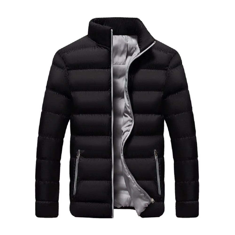 

Stand-up collar cotton-padded jacket men's thick coat running volume to keep warm and color matching fashion daily cotton jacket