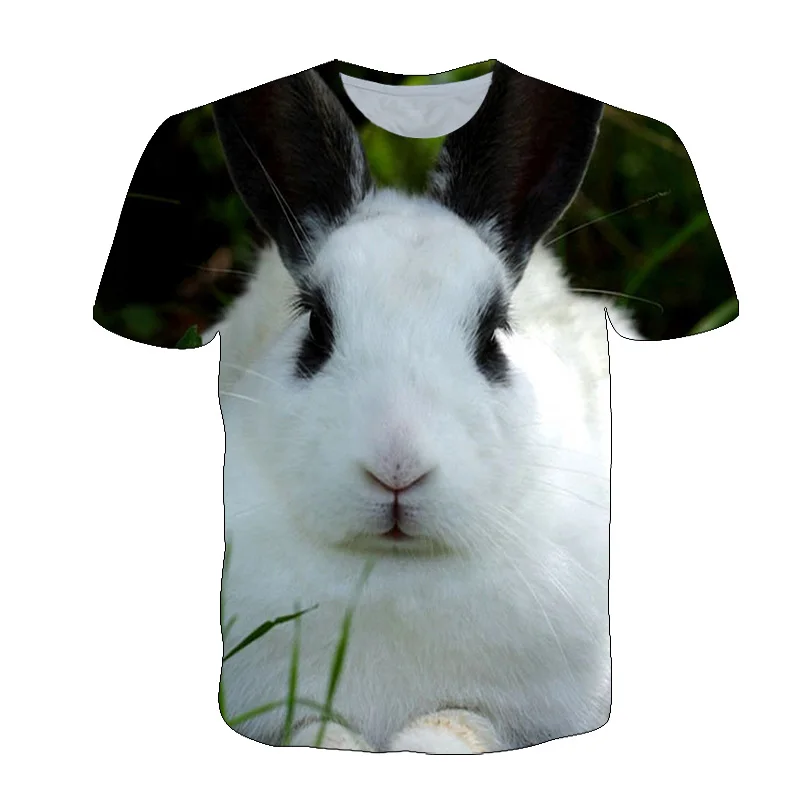 

Children 3D Animal Graphic Rabbit Print T-shirt For Boys Funny Cute Tops For Girls Summerwear Kids Clothes Short t-shirts 2021