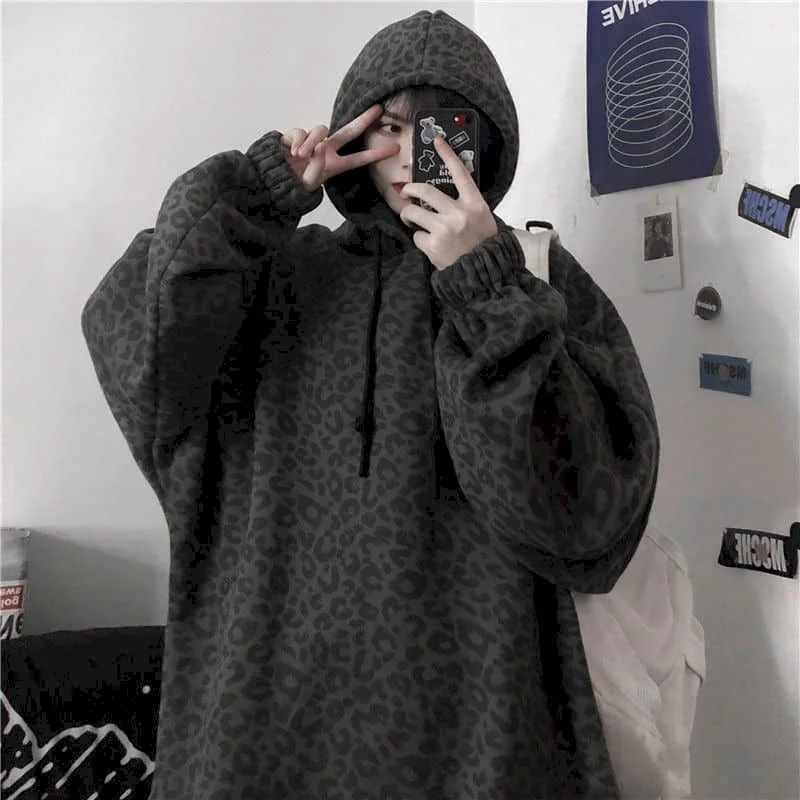 Свитшот с леопардовым принтом для мужчин и женщин толстовка рукавом летучая мышь