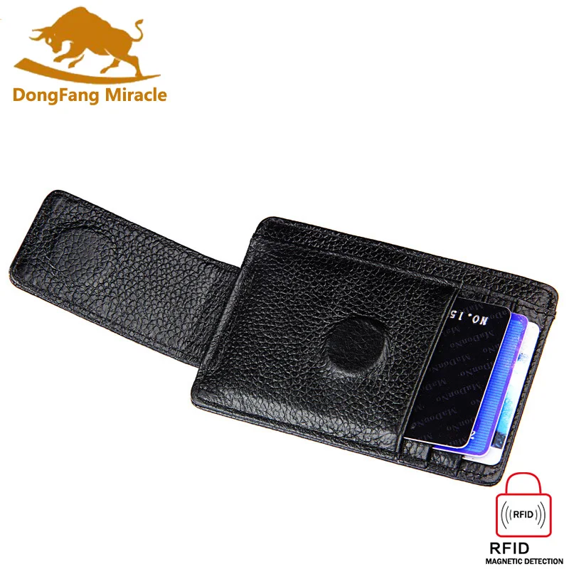 Модный мужской кошелек из натуральной кожи зажим для денег магнитный женщин