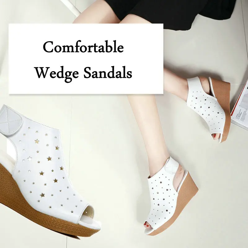 Женские туфли на танкетке водонепроницаемые сандалии высоком каблуке с открытым