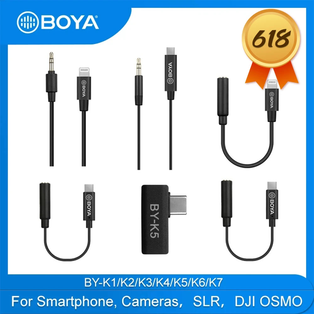 BOYA BY K серии 3 5 мм TRRS к Lightning/Type c/ OSMO Apple Android телефонный аудиокабель для микрофона