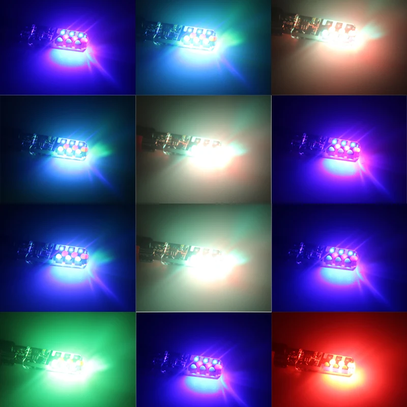 

2pcs T10 w5w RGB LED Bulb 12SMD COB canbus 194 168 Car With Remote Controller Flash/Strobe Reading Wedge Light Clearance lights