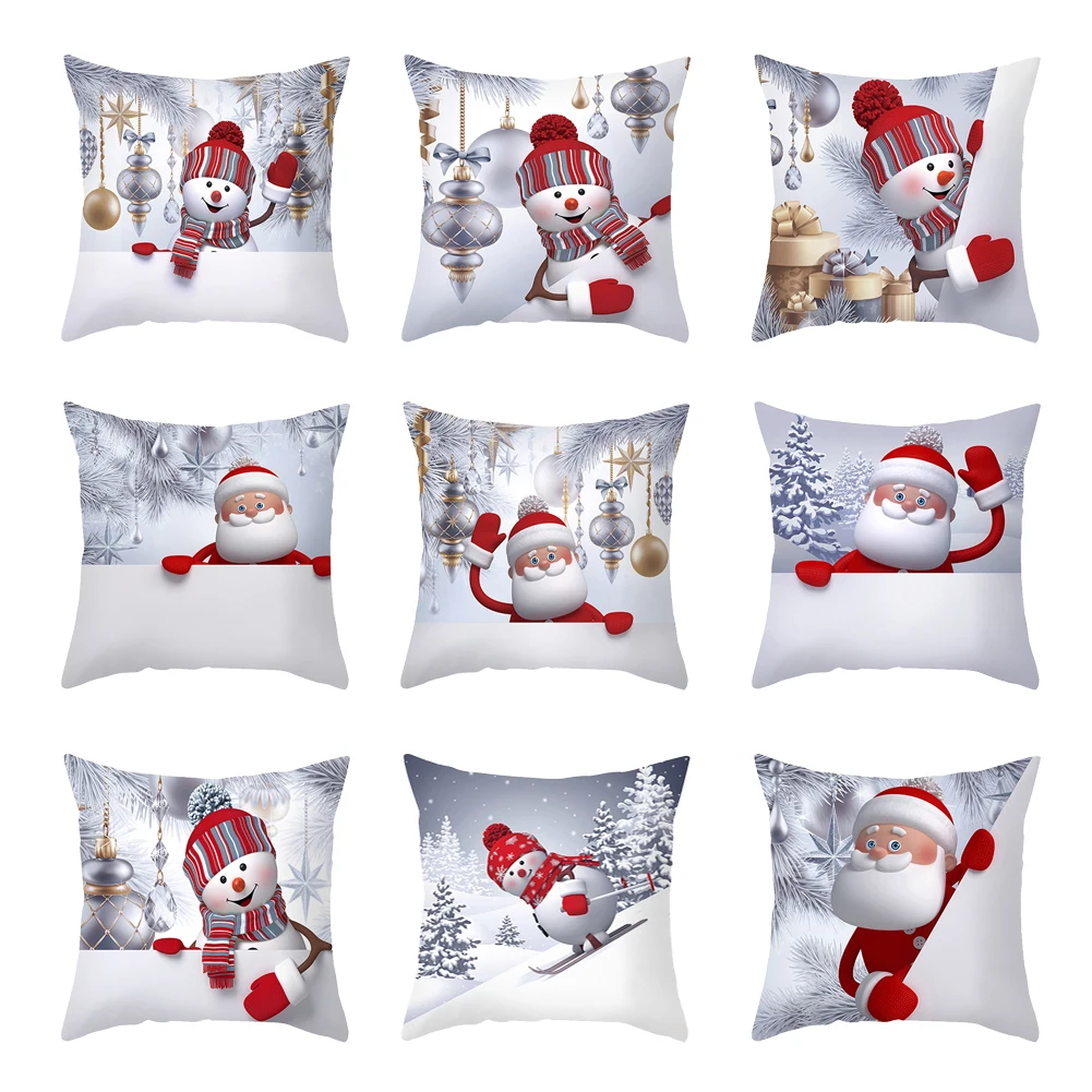 

2022 Merry Christmas Cushion Cover Pillow Case Cover Home Christmas Xmas Holiday Ornaments Decorations Supplies Cushion Cover