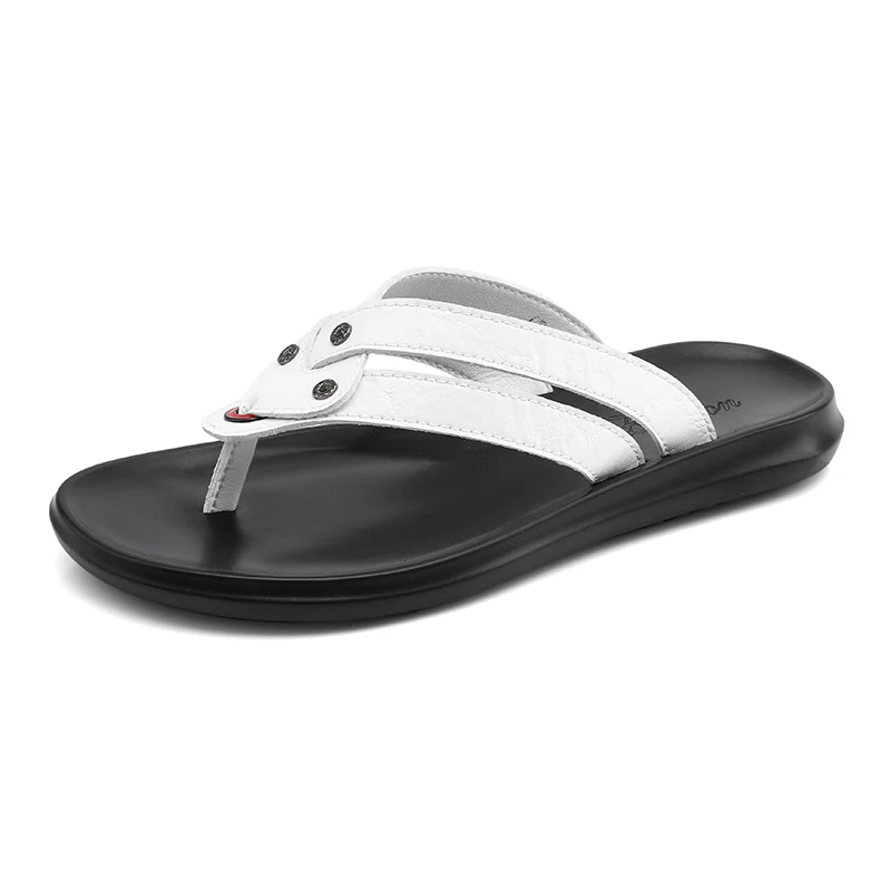 Summer Luxury Brand Men Flip Flops New Men's Slippers High Quality Leather Fashion Beach Sandals Shoes for | Обувь