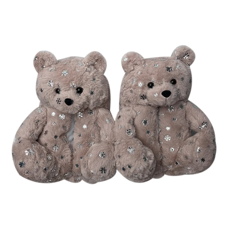 

New design fashion teddy bear slippers christmas gift indoor party teddy bear slippers for women girls