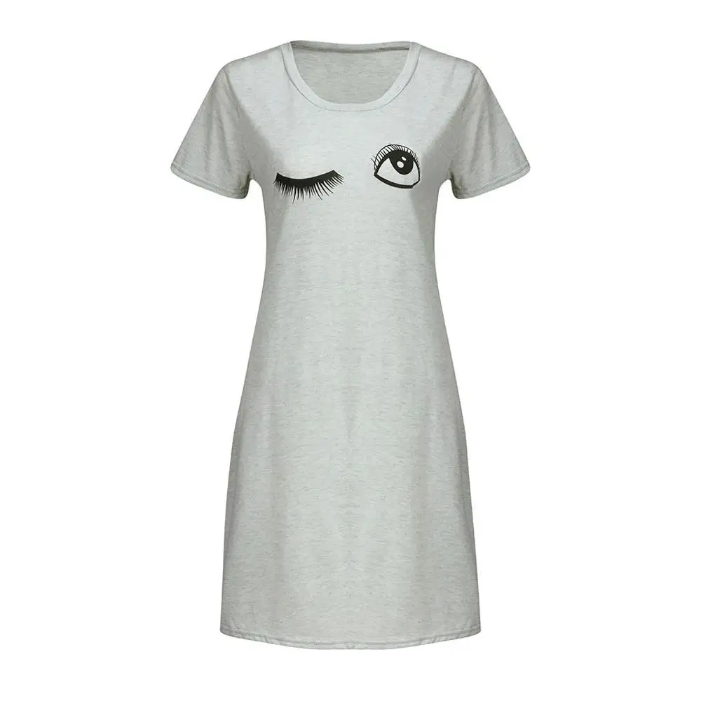 2020 Женское ночное платье Ночная рубашка с длинным рукавом и круглым вырезом