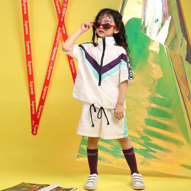 Костюм для уличного танца с коротким рукавом мужчин и женщин модная одежда в