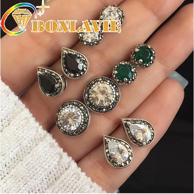 Женские серьги-пусеты с кристаллами набор из 5 шт./пар | Украшения и аксессуары