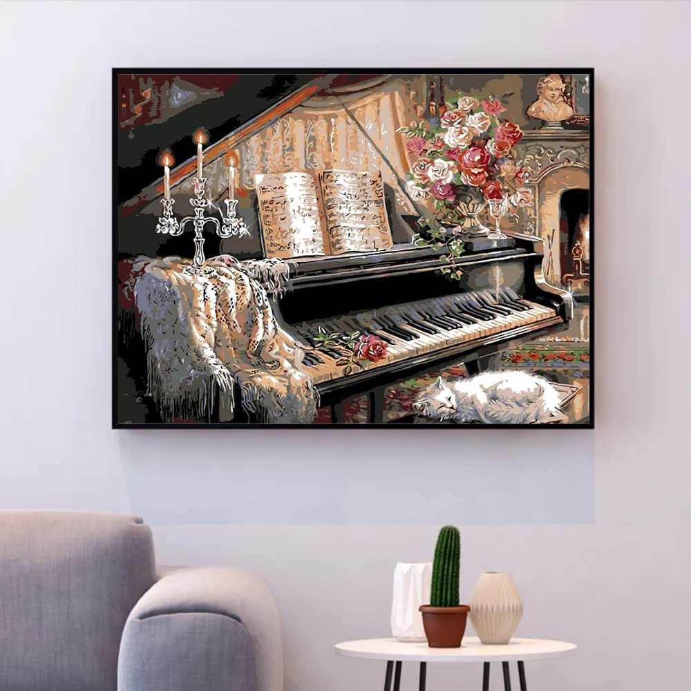 HUACAN DIY Краска по номерам Paino на холсте картины украшение стену живопись маслом ing
