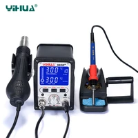 free shipping large lcd display yihua 995d iron soldering station with air gun soldering station for solder