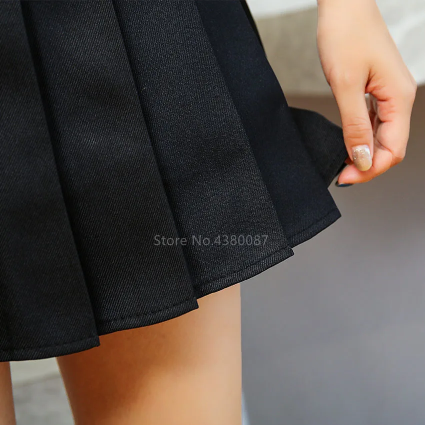 

Japanese High School Uniform Women Korea Style Anime Student Cosplay Costume Navy Sailor Uniform Shirt Mini Pleated Skirt Set