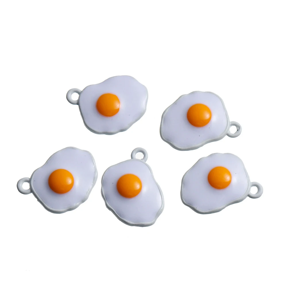 

DoreenBeads 5 PCs Zinc Based Alloy Charms Poached Egg White & Yellow Enamel Charnms For Jewelry Making 19mm( 6/8") x 16mm( 5/8")
